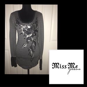Miss Me Embellished Striped Top